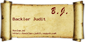 Backler Judit névjegykártya